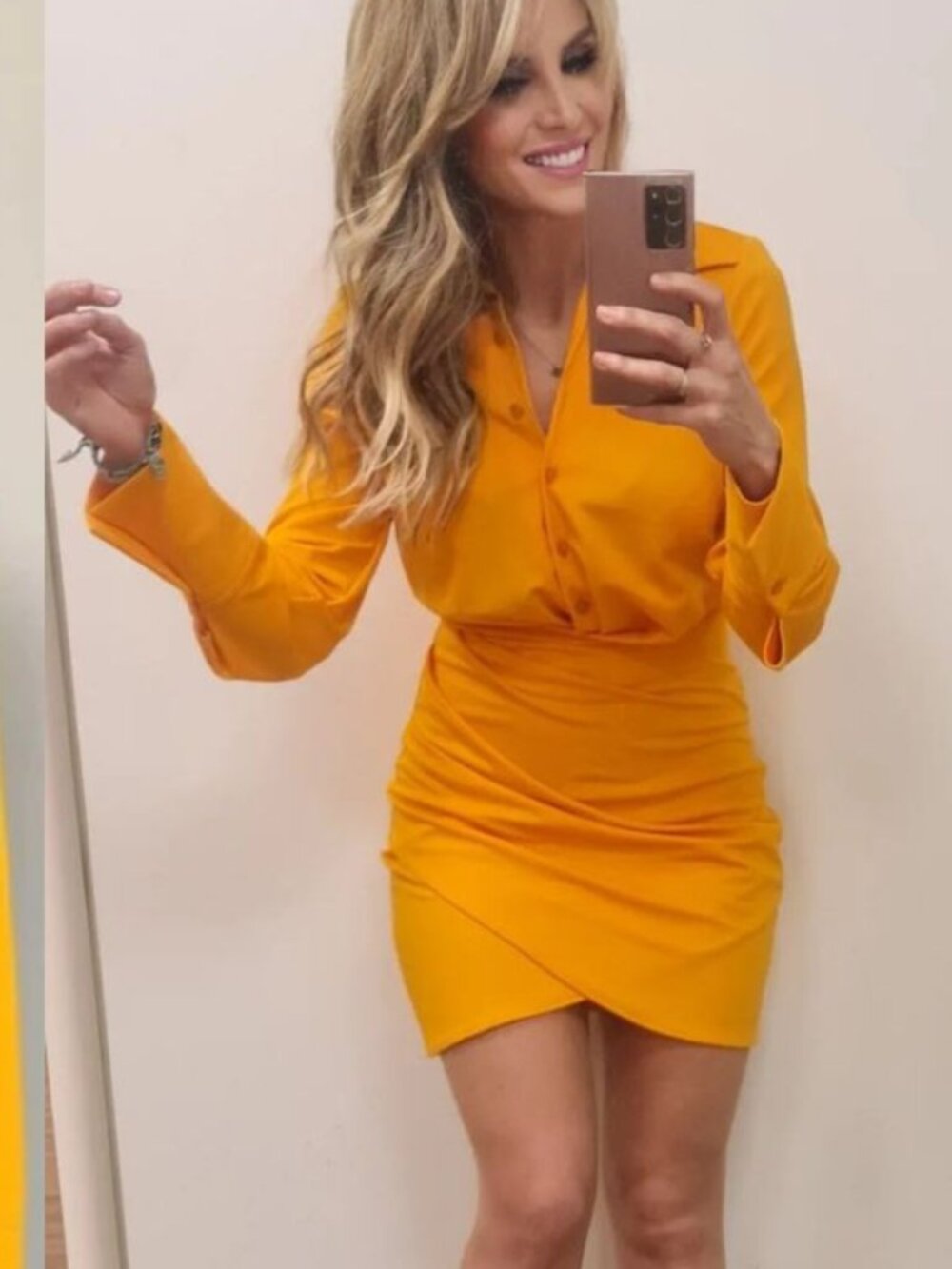 Zara - Draped Short Dress with Ruching 4437/094 | Small | Orange Tangerine - Picture 2 of 14